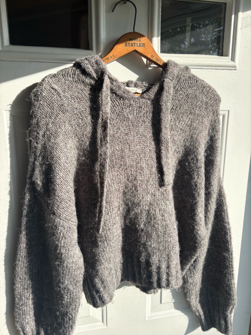 Z SUPPLY Cozy Women’s Gray Knit Oversized Pullover Hoodie Size L